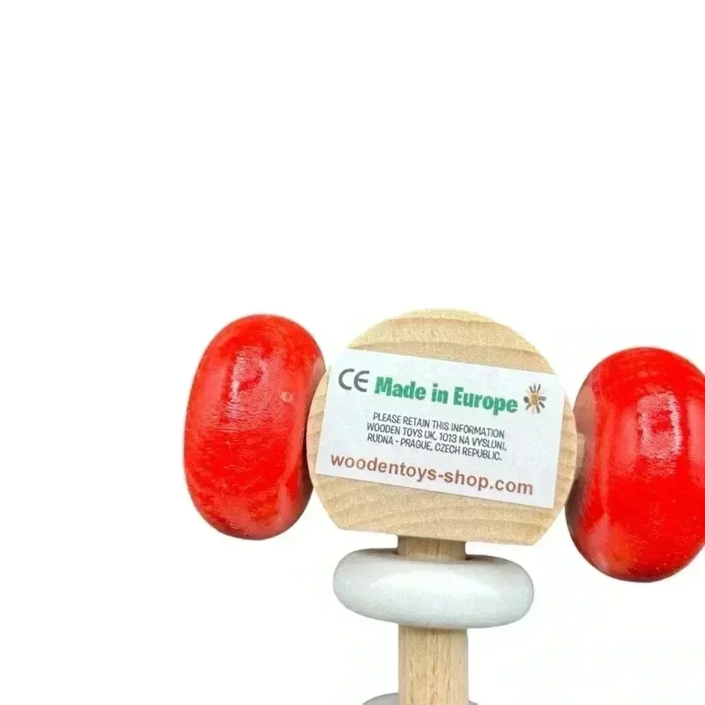 WOODEN ABACUS DOGGIE PUSH TOY TOXIC FREE PAINT HANDMADE LEARNING COUNTING TOOL
